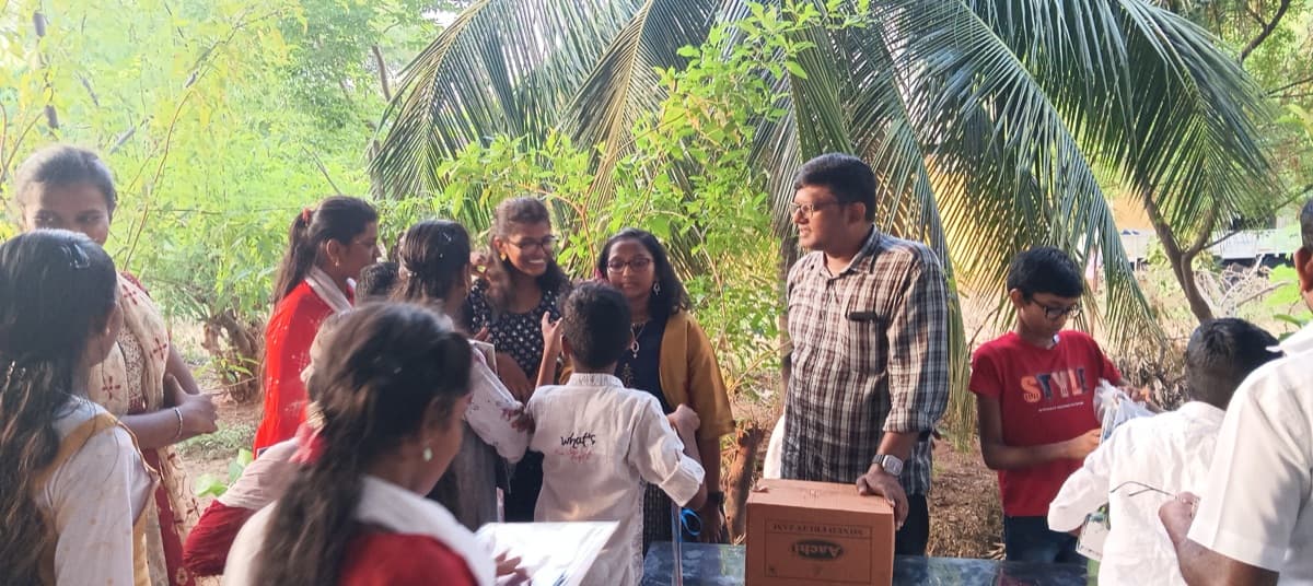 Outdoor gathering with children and adults